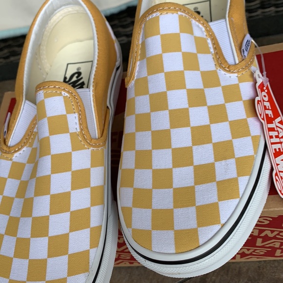 VANS CLASSIC SLIP ON CHECKERBOARD OCHRE/Trwht Men’ - Picture 9 of 12